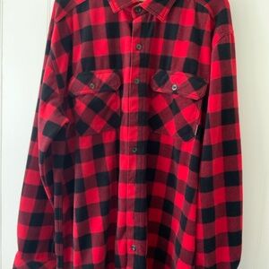Legendary Whitetails Red and Black Plaid Casual Button Down Flannel Shirt